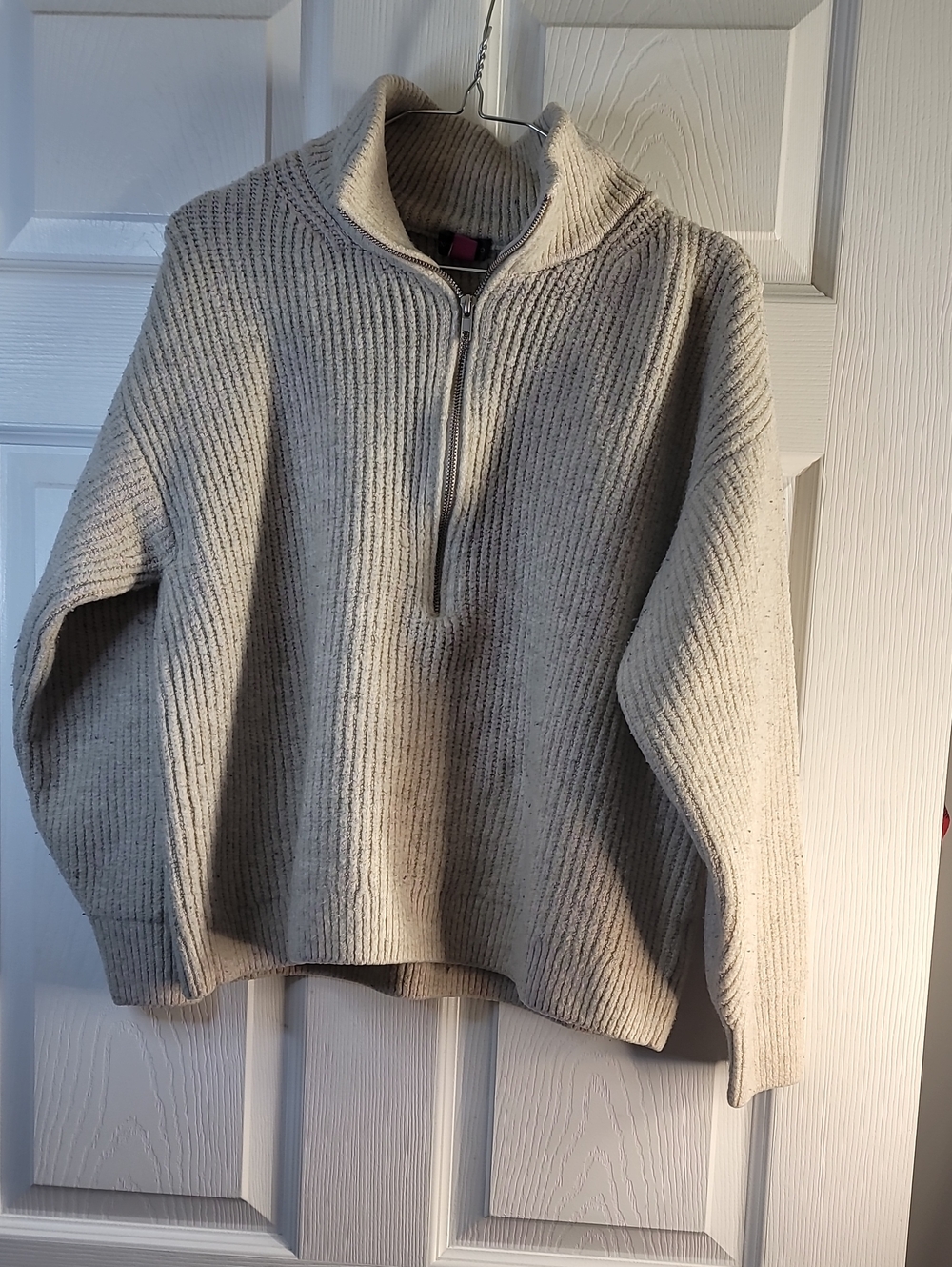 Vince Camuto ☆ Cream Ribbed, Half-Zip, Turtleneck Sweater